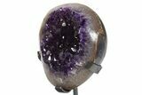 Deep-Purple Amethyst Geode With Metal Stand - Uruguay #342693-3